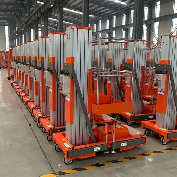 Piattaforma di lavoro aereo monocolonna in alluminio